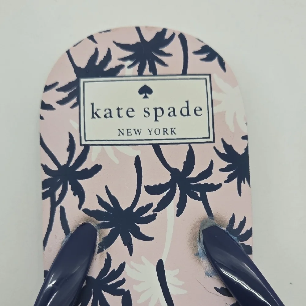 Kate Spade Navy and Pink Palm Sandals